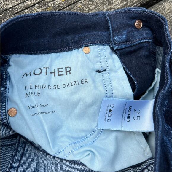 Mother Mid Rise Dazzler Ankle Jeans 25 Now or Never Dark Wash Skinny Denim EUC - Picture 5 of 7